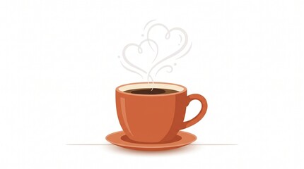 Fototapeta premium Hot Coffee Cup with Rising Steam on Minimalist White Surface in Soft Light