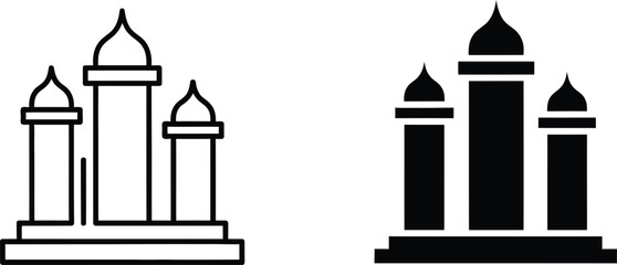 Islamic architectural pillars with domes in black and white Vector © MD Din Islam