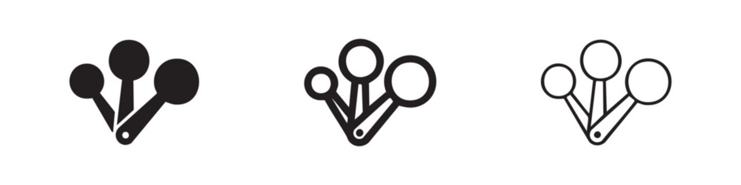 Measuring spoons icon set. Kitchen utensils for precise ingredient measurement. Cooking and baking tool.