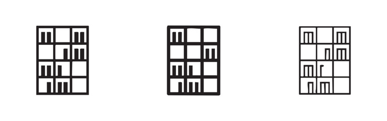 Simple Bookshelf Icon Set: Solid, Outline, and Line Art Styles © liubomir118809
