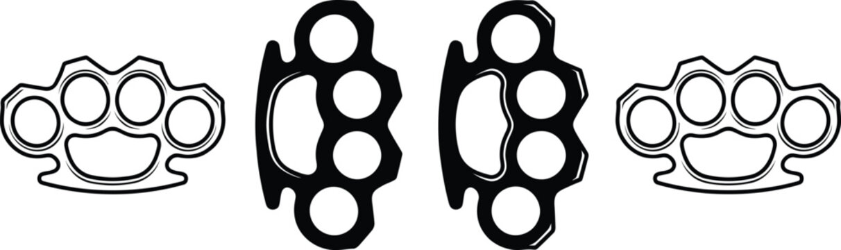 Set of brass knuckles icons, vector illustration