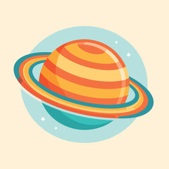 Saturn Planet with Colorful Rings. © Tini