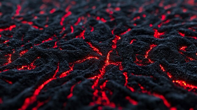 Wide view of a disrupted cellular environment, glowing red viruses causing chaos, dark, complex biological network, 