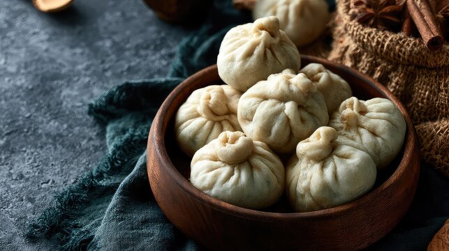 Traditional Mongolian buuz dumplings, Dumplings, Mongolian Cuisine