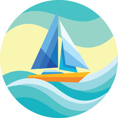 Fototapeta premium Sailboat on Water with Sails.