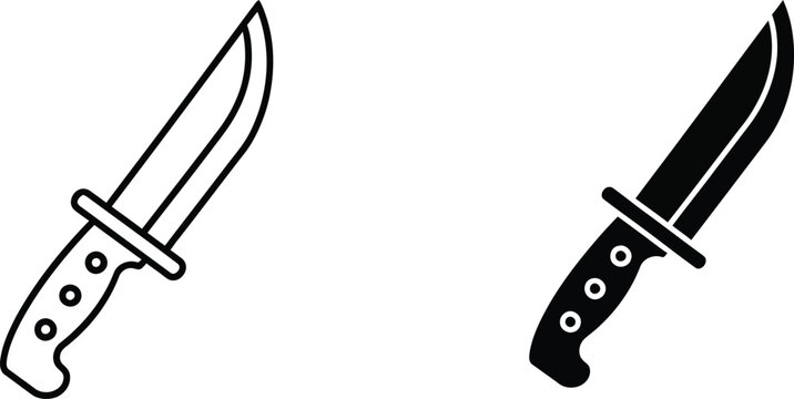 Two kitchen knives with black and white handles