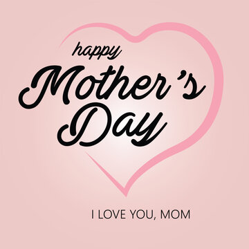 Heartfelt Mother&rsquo;s Day Greeting Card Pink Heart Outline with Script Typography pink white background