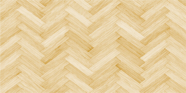 A seamless herringbone wood flooring pattern, featuring light blonde oak planks, creating a classic and elegant texture for interior design.