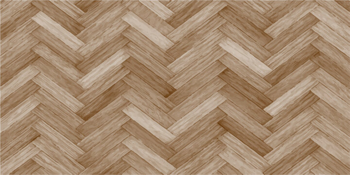Herringbone wood flooring pattern, natural wood grain texture, and warm brown tones create a classic and sophisticated interior design element.