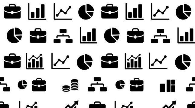 Business finance icons and graphs.