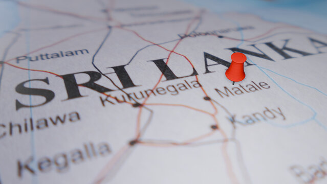 Red Pushpin on Matale, Sri Lanka Map - Travel Destination and Location Marker