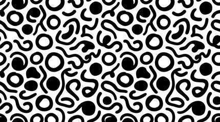 Fototapeta premium Black and white abstract shapes pattern.