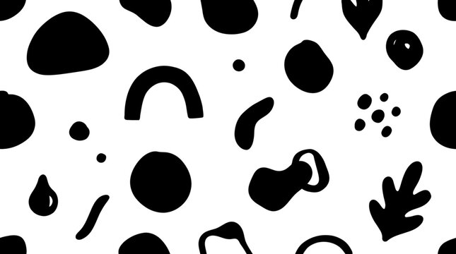 Black and white abstract shapes pattern.