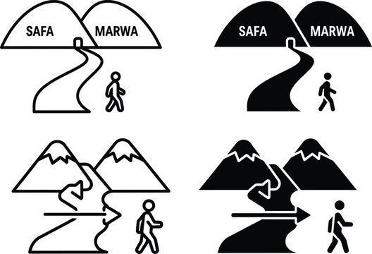 Person walking between safa and marwa hills