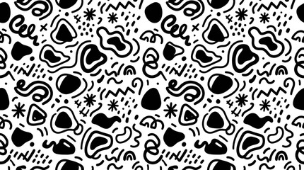 Fototapeta premium Black and white abstract shapes pattern.
