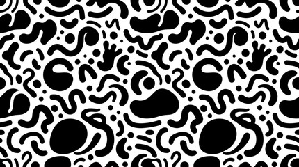 Fototapeta premium Black and white abstract shapes pattern.