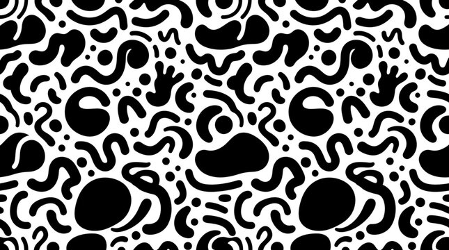Black and white abstract shapes pattern.