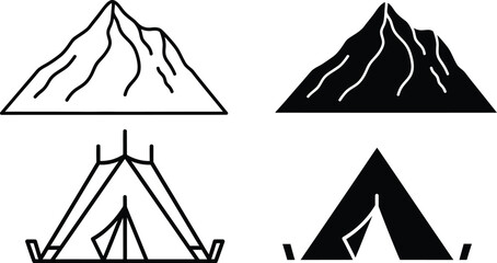 Mountain and tent camping illustration set © MD Sharif