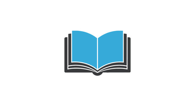 Open Book Icon With Blue Pages.