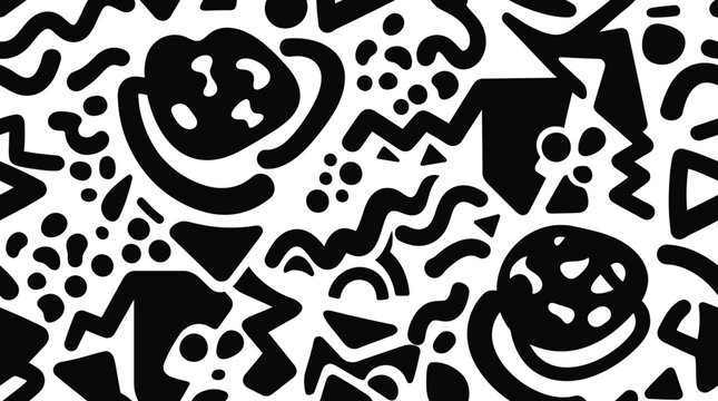 Black and white abstract shapes pattern.