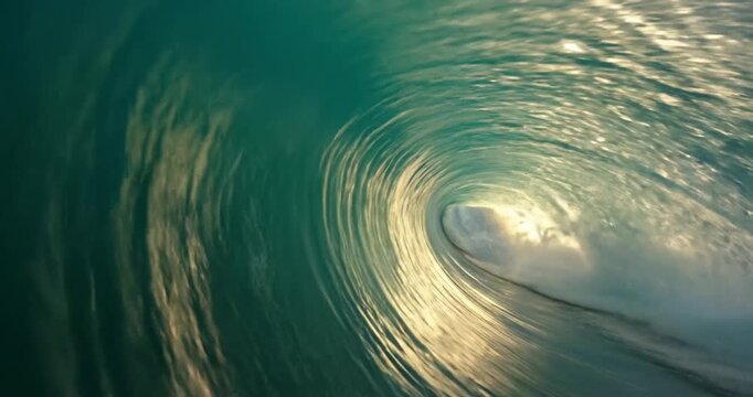 Ocean Waves Crashing at Sunset.
