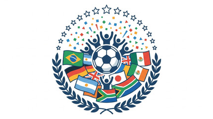 Global Soccer Celebration with International Flags and Fans. © Slamet