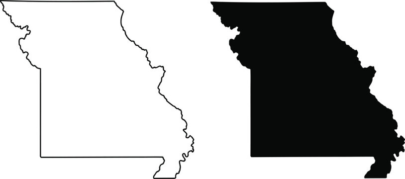 Minimal state map of Missouri USA outline silhouette illustration for geography learning travel and design projects.