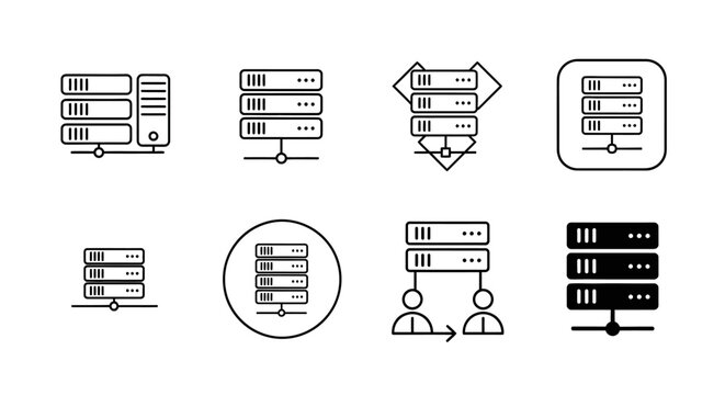 Set of Server Rack Icons for Data Center Infrastructure