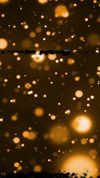 Vertical video: Starting cyan bands, layers breaking into blue noise while gold bokeh forming depth