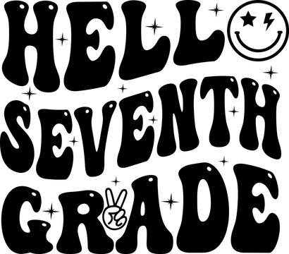 Hello Seventh Grade Retro Graphic