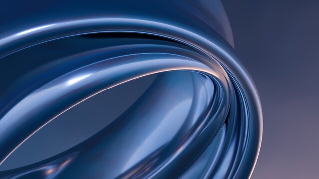 Fluid liquid blue metal shapes abstract background. 3d illustration