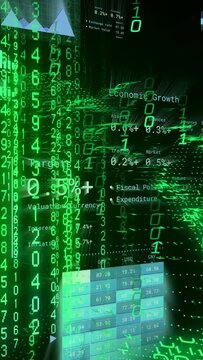 Vertical video: Green code starting HUD motion, panels shifting right to show growth metrics