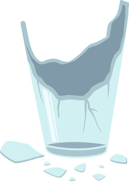 Ilustrasi Gelas Minum Pecah dengan Badan Retak