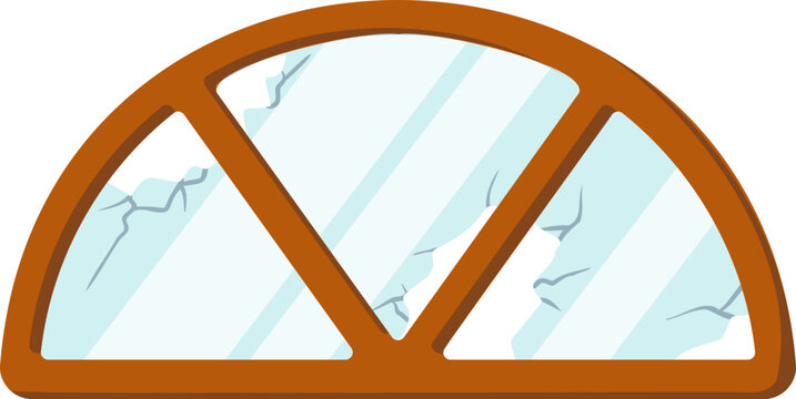 Half Round Window with Cracked Glass Illustration