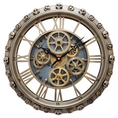 Fototapeta premium Steampunk clock, gear mechanism, industrial style, metal texture