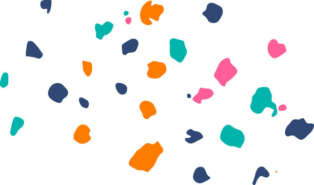 Abstract terrazzo pattern with colorful organic shapes on white background