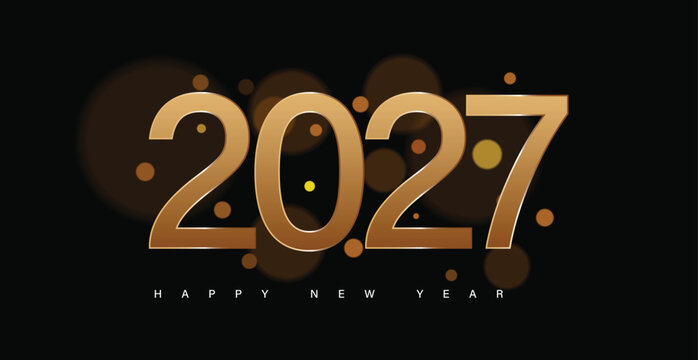 Happy New Year 2027 typography  text hand lettering. Design template Celebration greeting card for Merry Christmas and happy new year.