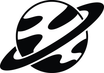 Saturn Planet Icon Black © Hiba