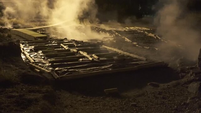 雲仙地獄「清七地獄」の夜景風景（雲仙市）