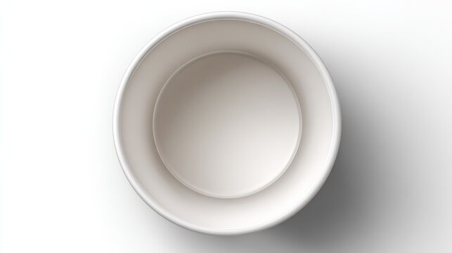 Top-down view captures the empty, clean interior of a round disposable food container