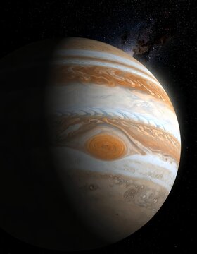 Jupiters Majestic Swirls - A Detailed View of the Gas Giant.