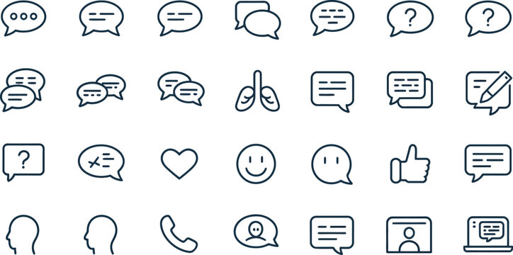 Minimalist communication and emotion icons set Vector