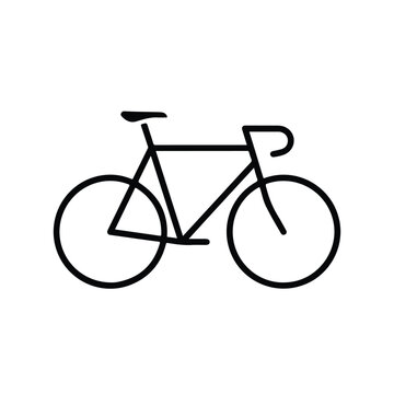 Fixed gear bicycle line icon. Minimal racing road bike vector illustration isolated on white background.
