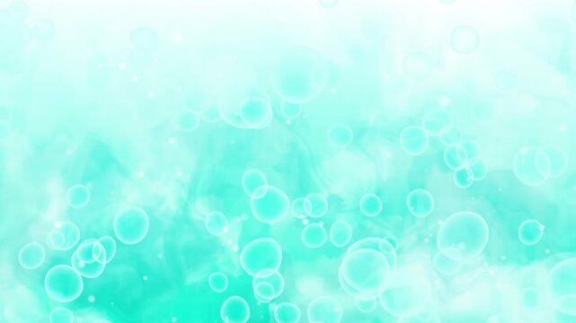 ソーダ水のような水色の炭酸に気泡が上るアニメーション動画