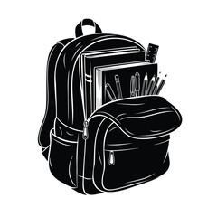 School backpack full of books and stationery isolated vector artwork. © MdRafiul