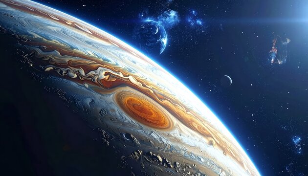 Jupiters Majestic Swirls - A Captivating Glimpse of the Gas Giant.