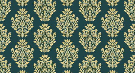 Fototapeta premium Traditional floral damask wallpaper with refined symmetry and decorative style