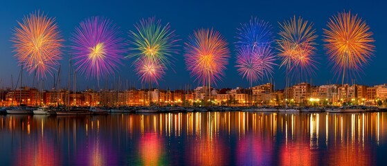 Fototapeta premium Bold 2027 numbers with colorful fireworks