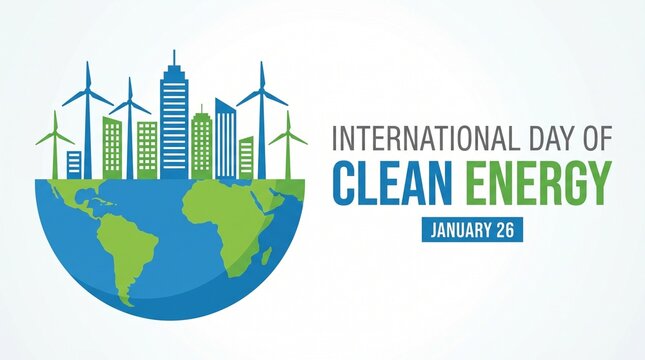 international day of clean energy flat concept vector design