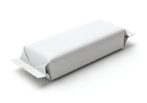 Empty rolled snack wrapper on plain surface